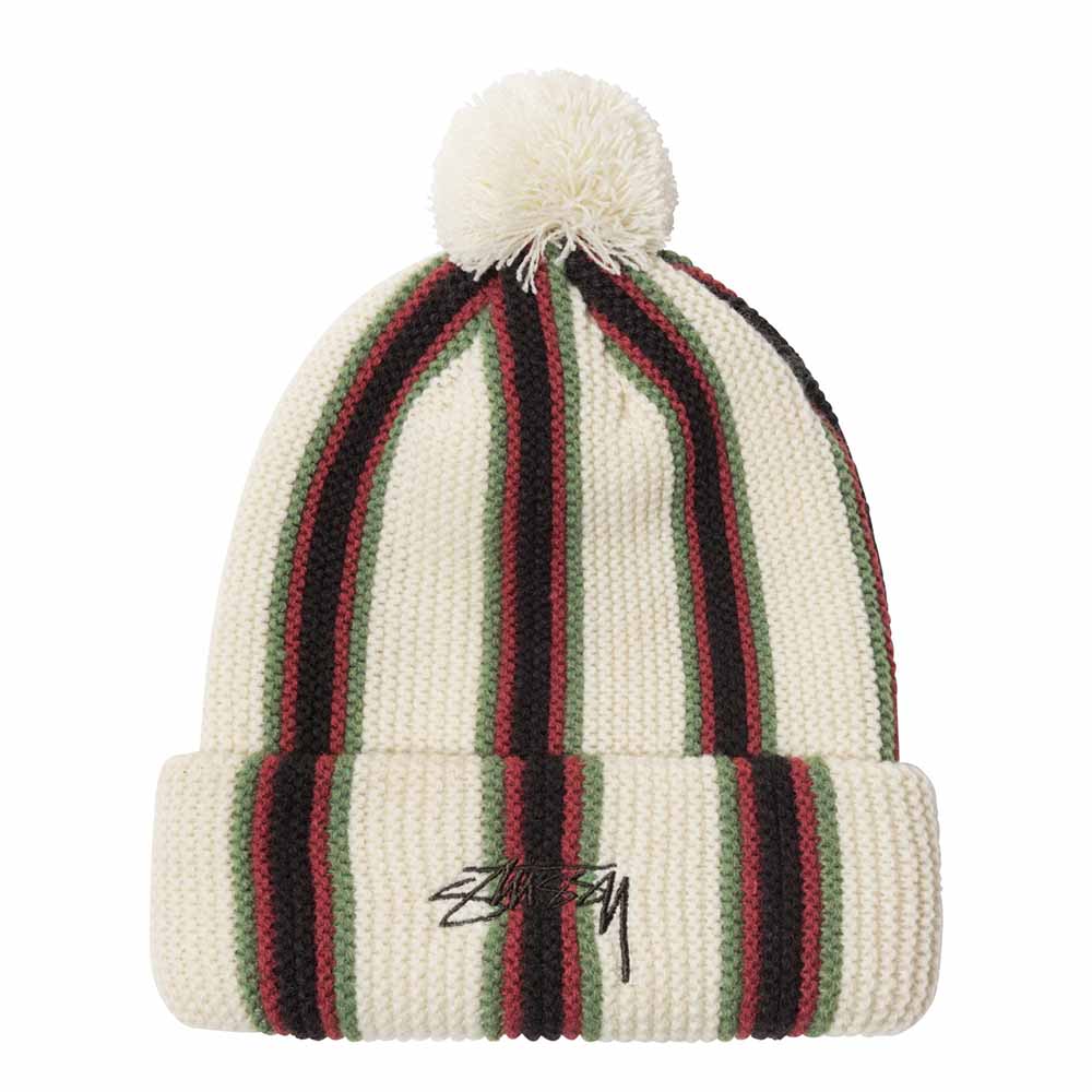 Stussy Striped Pom Beanie | Kozmo Laze